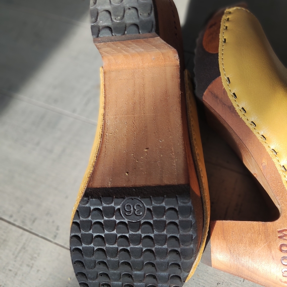 Mustard/Yellow Leather Women's Mules - Picture 6 of 6
